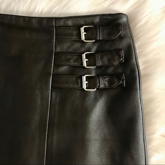 Georgiou Studio Dark Brown Leather Skirt - Picture 6 of 7